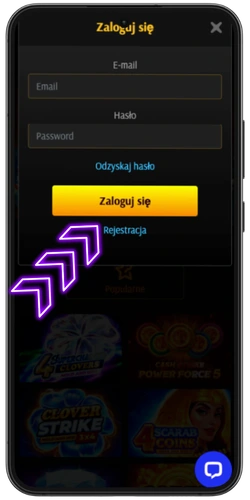 Formularz logowania do aplikacji Casino Cat