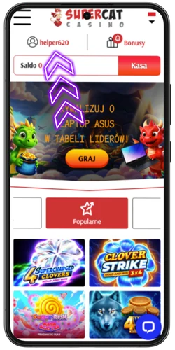 Panel gracza Casino Cat po zalogowaniu