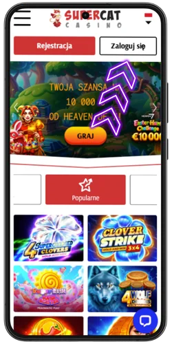 Przycisk logowania na stronie Casino Cat