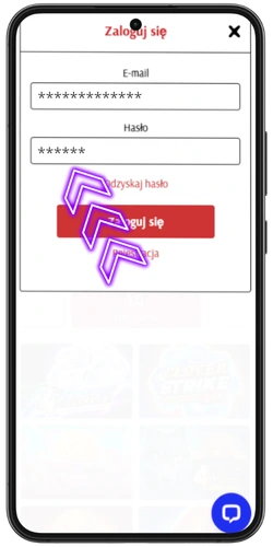 Formularz logowania Casino Cat – pole hasło